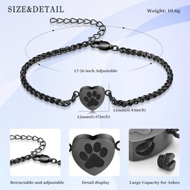 QGJNSGC Cremation Bracelet for Pets Ashes og Memorial Bracelet for Ashes Paw Print Cremation Jewellery Urn Bracelet for Women, Stainless Steel
