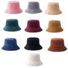 niumanery Unisex Winter Warm Corduroy Velvet Bucket Hat Ribbed Solid