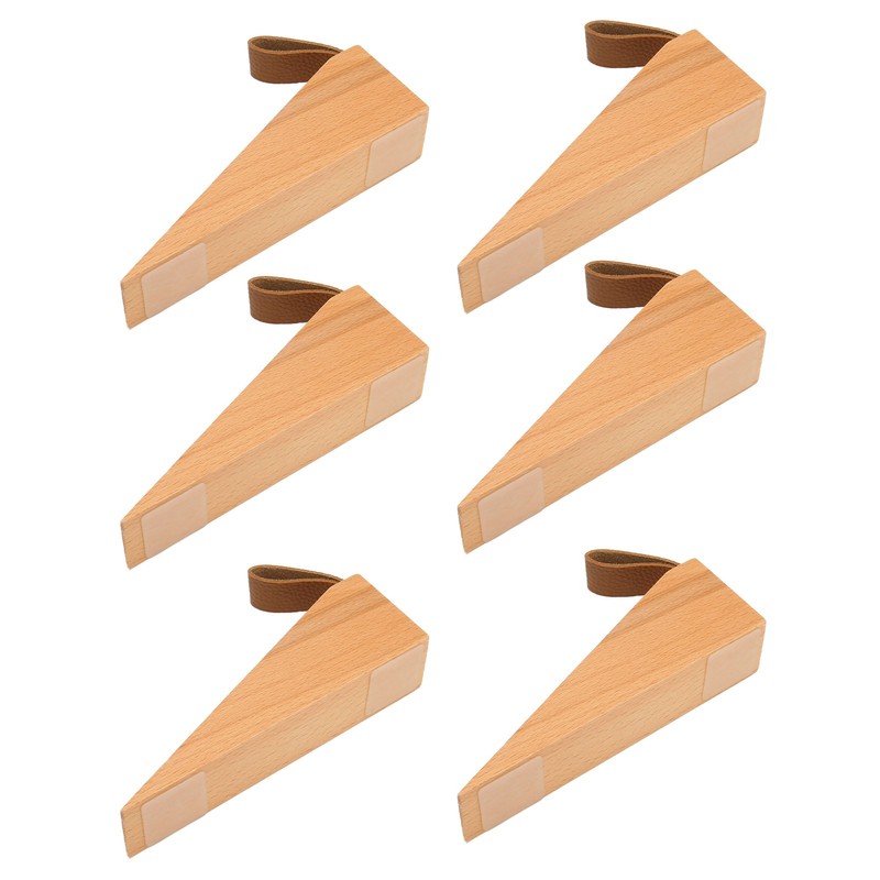 6pcs Door Stopper Wedge Polished Glossy Compact Wooden Firefighter Door