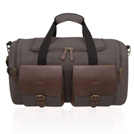 Men's Weekender Overnight Bag Multi-Compartment, Carry-On Travel Gym Bag for Men, Retro Design,Gray