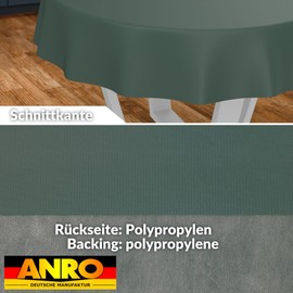 ANRO Oilcloth Tablecloth, Washable, Oilcloth, Garden Tablecloth, Outdoor, Indoor, Round, 120 cm, Cut Edge, Fir Green