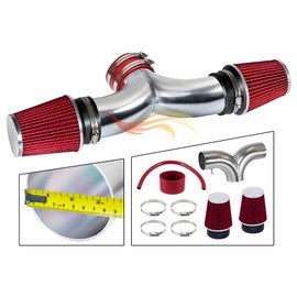 Rtunes Racing DUAL Short Ram Intake Kit + Filter Combo RED Compatible For 05-10 Grand Cherokee V8 / 06-10 Commander V8 / 06-10 Grand Cherokee 5.7L/6.1L SRT8 V8