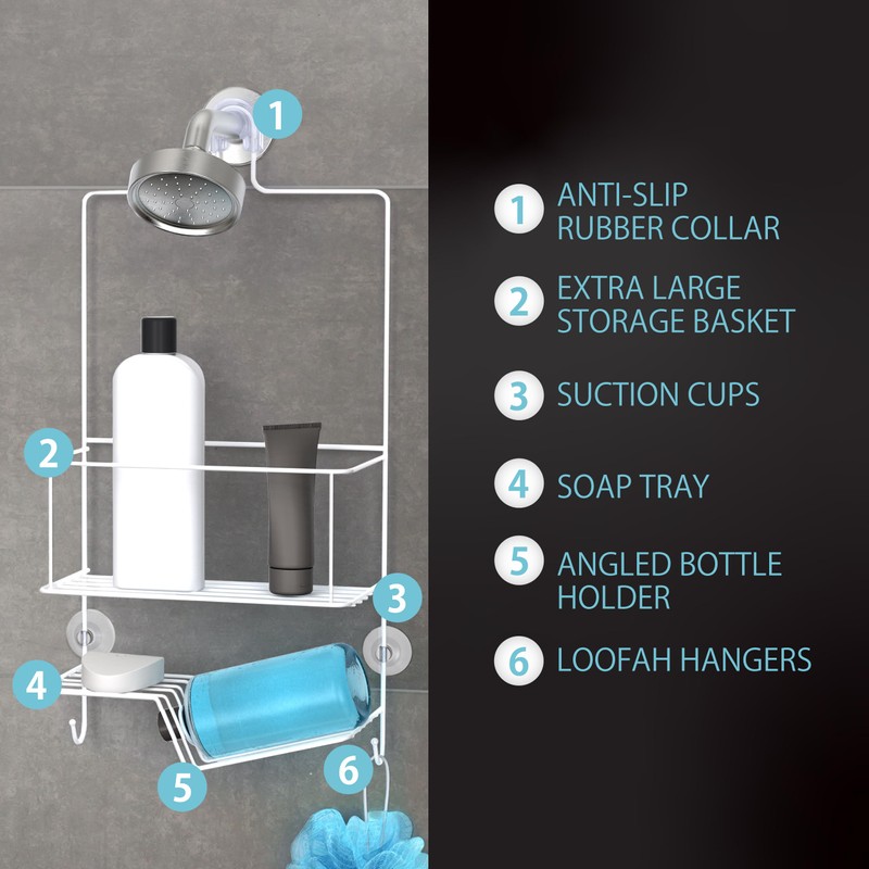 Better Living Products 13220 ECLIPSE 2 Tier Shower Caddy, White