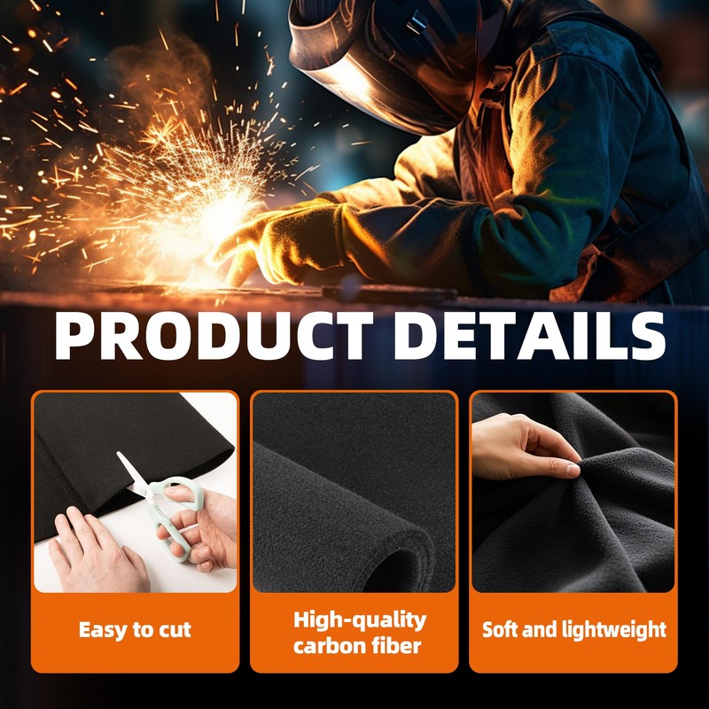 Carbon Felt Welding Blanket, Protective Blanket 1m x 1m Flame