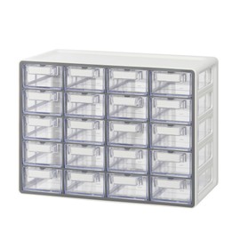 Blue Ginkgo Small 20-Drawer Cabinet – Stackable Clear Organizer for Hardware, Beads, Plastic Bricks, Office, and Craft Storage (Made in Korea, Gray)