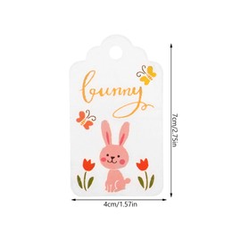Ipetboom Happy Easter Gift Tags: 100pcs Spring Bunny Tags Pattern Paper Festival Hanging Tags with String, Easter Cards Stickers Labels