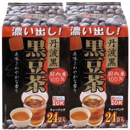 Tanba Black Bean Tea Health Tea Hasegawa Shoten Domestically Produced 100% Tea Bags 0.2 oz (6 g) 24 Bags 2 Packs