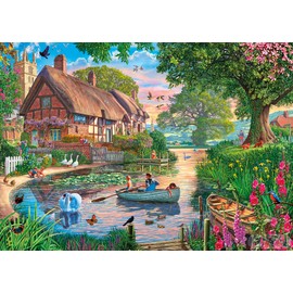 Golden Hour | 1000 Piece Jigsaw Puzzle | Countryside River Sunset | Sustainable Jigsaw Puzzle for Adults | Premium 100% Recycled Board | Great Gift for Adults | Gibsons Games