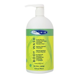 TRISWIM Chlorine Removal Body Wash 32 Fl Oz | Removes Chlorine, Bromine, Hard Water Minerals & Saltwater | Hydrates & Restores Skin | Zen Lime + Mango Scent