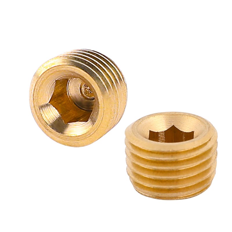10 PCS 1/4" NPT Male Pipe Plug Fitting Set Brass