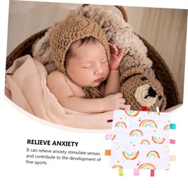 BIUDECO 25cm Baby Blanket Cotton Knitted Comfortable for Newborns Colorful Taggy Baby Swaddle Security Comforter