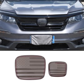 Front Grille Rear Tailgate Emblem Cover Compatible with Honda Pilot/Passport 2019-2022, Smoked Front & Rear Emblem Badge Logo Cover Trim Sticker Decal Protector Accessories, ABS (Black)