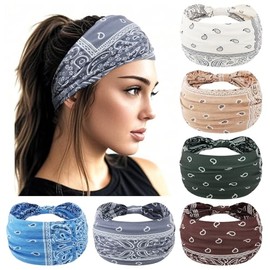 YARIEW Boho Headbands for Women Wide Bandana Headbands Stretch Knotted Headband Elastic Head Bands Women's Hair Band Non-Slip Yoga Workout Head Wraps Hair Accessories for Women Girls