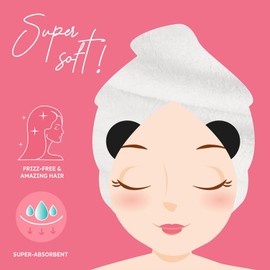Legami - Haarturban Love My Hair, schnell trocknender Haartrockner aus Mikrofaser, super saugfähig, weich, Anti-Frizz, Handtuch für Damen, Knopfverschluss, Panda-Thema