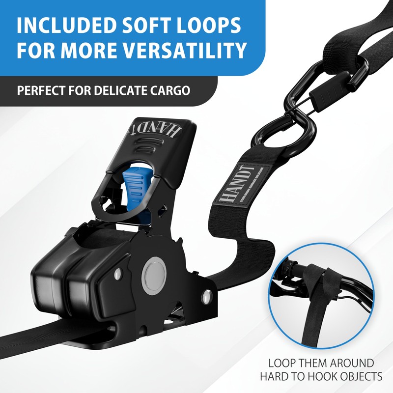 HANDT Retractable Ratchet Straps (2PK) 1in x 6ft - 1,500lb