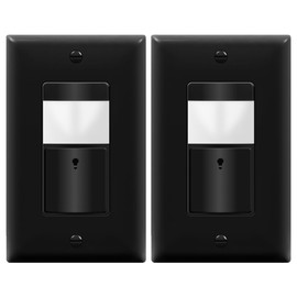 TOPGREENER Motion Sensor Switch, PIR Sensor with Ambient Light Level, Occupancy & Vacancy Modes, No Neutral Required, Ground Wire Required, 5A 150W LED/CFL Single Pole, TDOS5-JM-BK-2PCS, Black, 2 pack