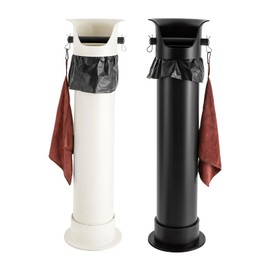 Knock Box for Espresso Grounds,Commercial Floor Standing Barista Style Absorbent Knockbox with Removable Non-Slip Base,Coffee Grind Collection Dump Bin, (Beige)