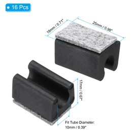 PATIKIL 10mm Rectangle Chair Leg Cover with Felt Pad, 16Pcs Slide Smoothly No Scratches No Noise Furniture Feet Hardwood Protectors Tips Floor Glides Tubing Caps for Office, Black Grey