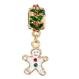 ShinyJewelry Gingerbread Man Cookie Charm Beads for Bracelets (White)