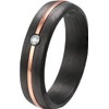 DOOSTI Women's Men's Ring Carbon Black with Stainless Steel Inlay