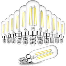 Dimmable T6 LED Bulbs 60W Equivalent, 6W 600lm E12 Edison Light Bulb Candelabra Base, 5000K Daylight White, Clear Vintage Tubular Bulb, Small Filament Bulb for Chandelier Ceiling Light, 12-Pack