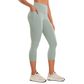 CRZ YOGA Womens Butterluxe Workout Capri Leggings with Pockets 21 Inches - High Waisted Gym Athletic Crop Yoga Green Palm Court X-Large