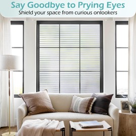 DOWELL Window Privacy Film, Frosted Glass Window Film, Static Cling Glass Vinyl, Heat Blocking Frosting Coverings, Removable Door Stickers for Home Office, Non-Adhesive, Reusable, 23.6 x 118.1 inches