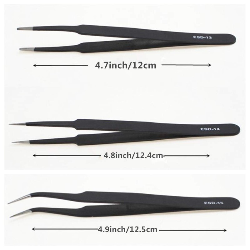 9 in 1 Precision ESD Tweezers Set for Craft Electronics,