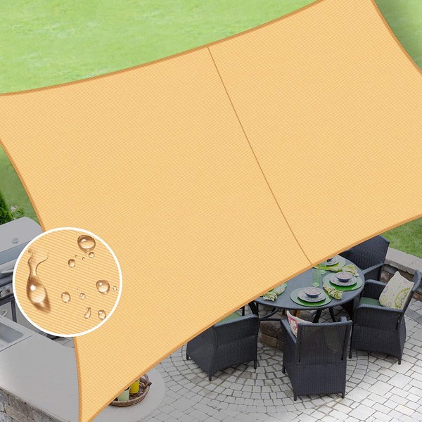 LOVE STORY Waterproof 10'×13' Rectangle Sand Sun Shade Sail Canopy UV Resistant for Outdoor Patio Garden Backyard