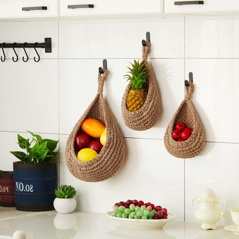 Teardrop Hanging Baskets , Onion Basket Coat Bohemian Storage Fruit