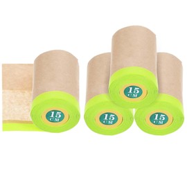 MAQUITA 4 Rolls Pre-Taped Masking Paper for Painting - 6 inch x 50 feet Tape and Drape Painters Paper, Paint Adhesive Protective Paper Roll for Covering Skirting, Frames, Cars and Auto Body