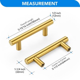 HOME EDIT Brushed Brass Cabinet Handles 2-1/2 Inch Hole Spacing Stainless Steel Drawer Pulls for Cabinets, Dresser, Bathroom 5 Pack