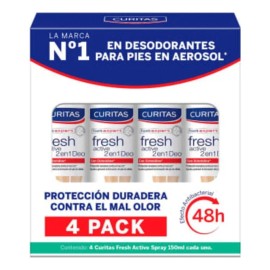 Desodorante Para Pies Curitas Fresh Active 2 En 1 - 4 Pack