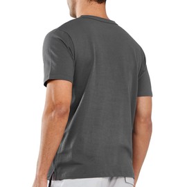 NORTHYARD Men's Cotton Henley Shirts Casual Workout T-Shirts Short Sleeve Button Athletic Gym Pajama Lightweight Tees Tops Darkgrey 3XL