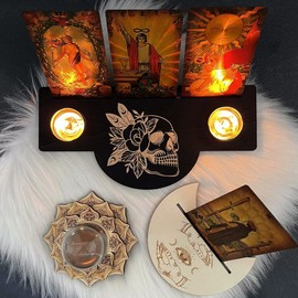 OKDOKEY 2022 New 5pc Wooden Tarot Card Stand Set | Display Your Daily & Week Cards | Tarot Reading Accessories | Wood Display Stand for Witch Divination Tools | Tarot Decor | Wiccan Supplies —Series H