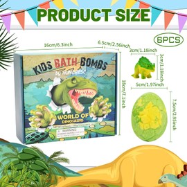 6 Pieces Dinosaur Egg Bath Bombs Set for Kids, 100g Each, Large Dino Egg Shower Bath Balls Fizzies with Mini Dinosaur Toys Inside for Easter Day, Christmas, or Birthday Gifts for Boys Girls