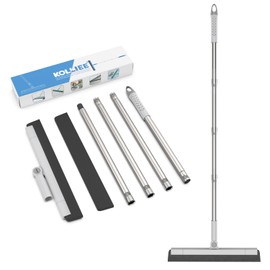 KOLLIEE Floor Squeegee 59" Adjustable Long Handle Professional with Hook Water Squeegee Foam Blade for Concrete Floor Tile Pet Hair Floor Wiper Grey