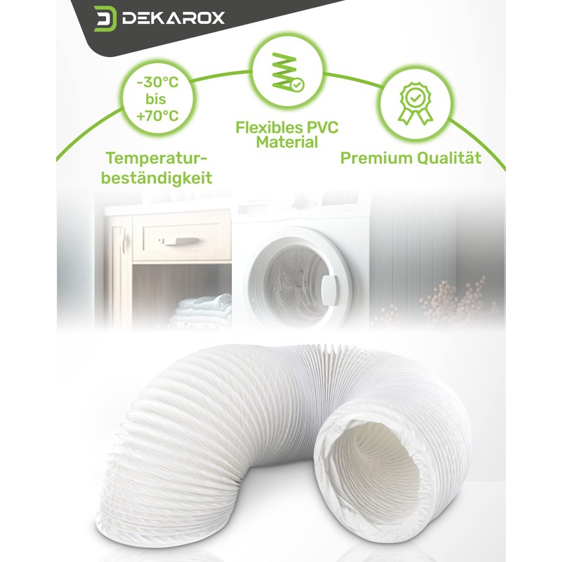 DEKAROX 2.5 m PVC Exhaust Hose Diameter 100/102 mm Flexible