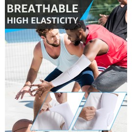 HiRui Coderas para coderas, mangas de compresión de brazo de baloncesto, Blanco, X-Large