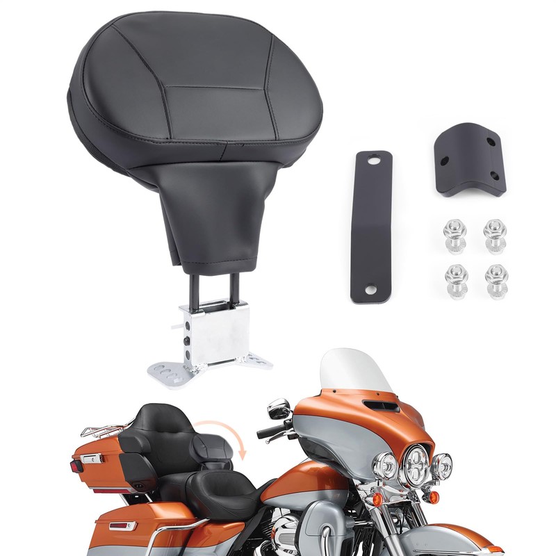 FIASRAC Adjustable Rider Backrest for Harley Touring - Detachable Plug-in