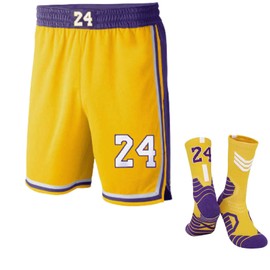 Sawldin Shorts Youth Kids Athletic Shorts Sport Activewear Quick Dry Basketball Socks and Arm Sleeves (13-16 Years, 24 Socks and Shorts)