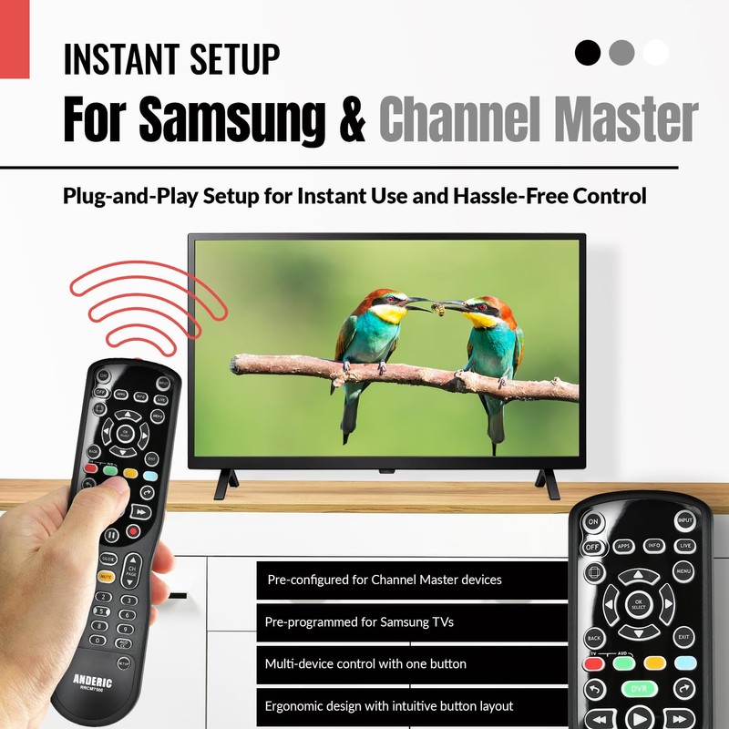 ANDERIC RRCM7500 for Channel Master DVR Remote Control CM7500XRC2 Replacement