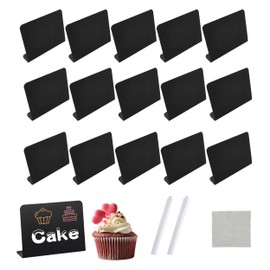 Mini Chalkboard Signs, 15 Pcs 4 x 3inch Mini Blackboards, Food Labels Wedding Signs Sandwich Board Sign with Chalk Markers and Wipes for Party Buffet Weddings Birthday Party Carnival Indoor Outdoor