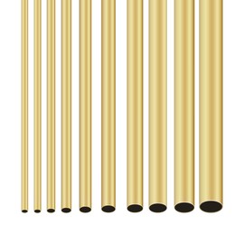 iMeistek Brass Round Tube Set, 2mm 2.5mm 3mm 4mm 4.5mm 5mm 6mm 7mm 8mm 9mm OD x 0.2mm Wall Thickness 300mm Length Seamless Straight Pipe Tubing (10PCS)