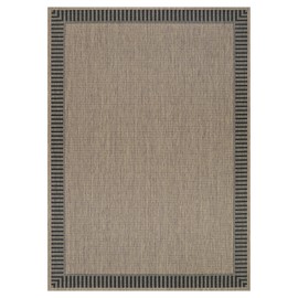 Couristan Recife Outdoor Area Rug - Wicker Stitch 3'9" X 5'5" Rectangle in Cocoa and Black Color, Hose Washable, Pet Friendly, Patio and Home Decor