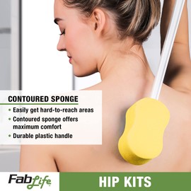 FabLife Hip Kit Daily Living Aids for Mobility, Hip Replacement Recovery, Knee and Back Surgery Includes Grabber Reacher, Bath Sponge Stick, Flexible Sock Aid, Shoehorn
