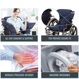 DMI Comfort Wheelchair Cushion & Pad, Wheelchair Seat Cushion, Recliner Cushion & Pillow, Foam, Cushion for Wheelchair Seat, 16 x 22 Inches, Navy (Pack of 4)