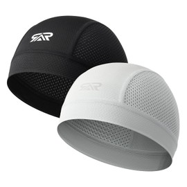 SUNMECI 2 Pcs Cooling Skull Cap for Men Cycling Motorcycle Helmet Hard Hat Liner for Running,Gym,Work, Black+gray, One Size