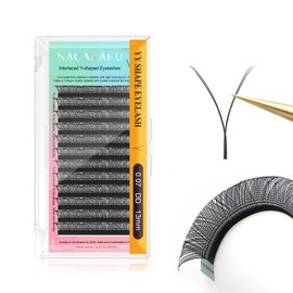 NAGARAKU NAGARAKU yy Eyelash Extensions Supplies y lash 0.07mm DD curl 13mm Premade Fans 4D Russian Volume Y Shape Faux Mink Matte 12 rows Cluster pre Fanned Eye Lashes