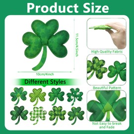 8 Pcs St Patricks Day Ornaments, St Patricks Day Ornaments for Tree, Good Luck Clover Hanging Ornament Decoration Green Fabric Shamrock Ornaments for Tree Baubles Table Festival Party Supply